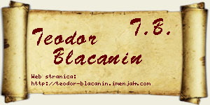 Teodor Blaćanin vizit kartica